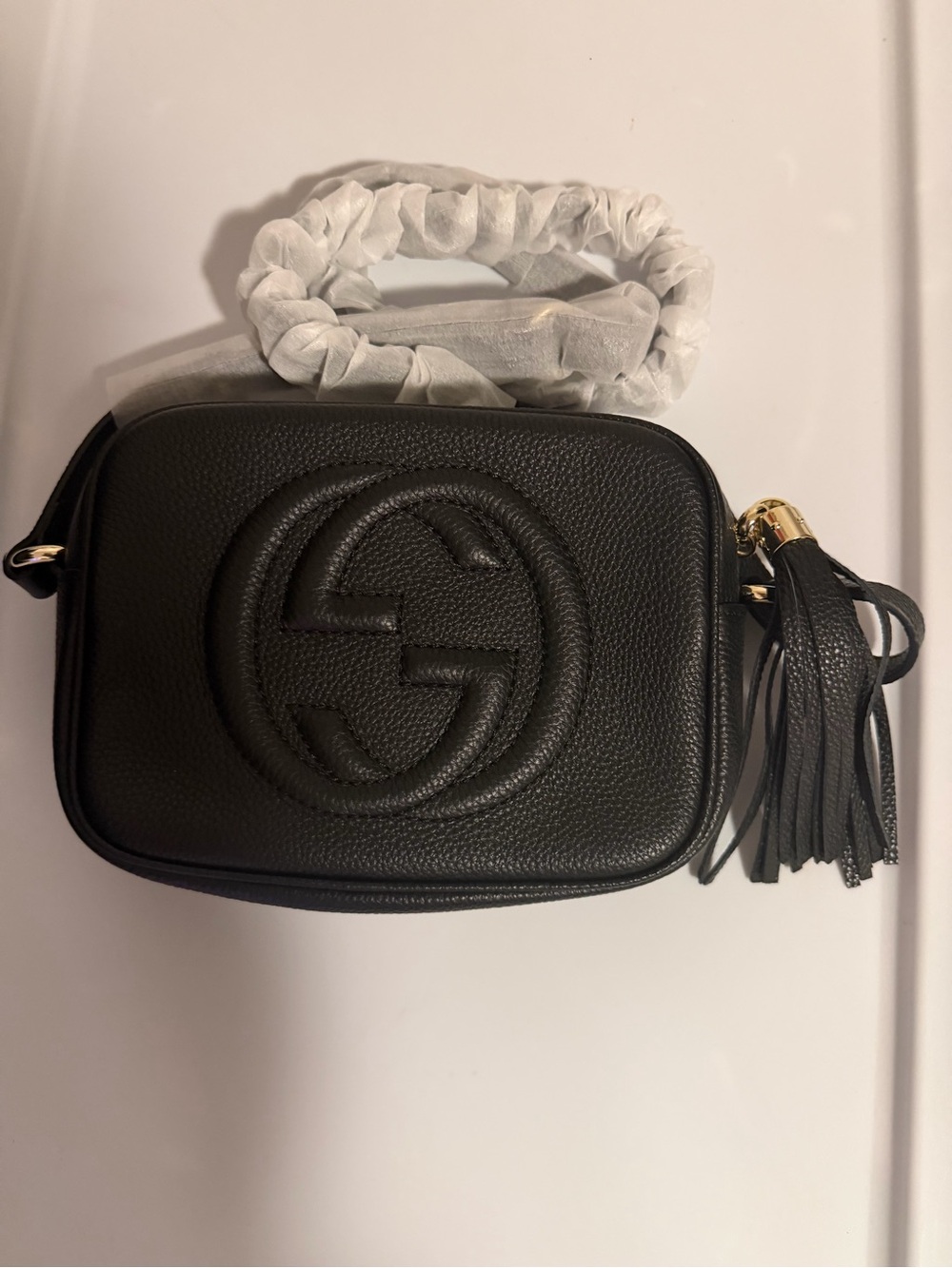 Gucci Black Leather Soho Disco Crossbody with Tassel